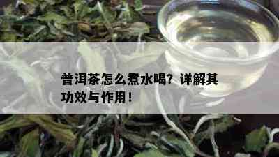 普洱茶怎么煮水喝？详解其功效与作用！