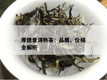 厚德普洱熟茶：品质、价格全解析