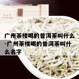 广州茶楼喝的普洱茶叫什么-广州茶楼喝的普洱茶叫什么名字