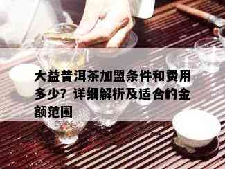 大益普洱茶加盟条件和费用多少？详细解析及适合的金额范围