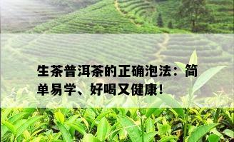 生茶普洱茶的正确泡法：简单易学、好喝又健康！