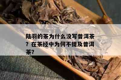 陆羽的茶为什么没写普洱茶？在茶经中为何不提及普洱茶？