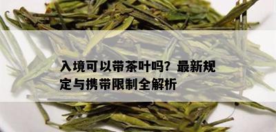 入境可以带茶叶吗？最新规定与携带限制全解析