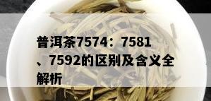 普洱茶7574：7581、7592的区别及含义全解析