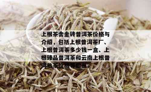 上根茶舍金砖普洱茶价格与介绍，包括上根普洱茶厂、上根普洱茶多少钱一盒、上根臻品普洱茶和云南上根普洱熟茶价格等信息。