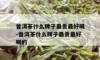 普洱茶什么牌子最贵更好喝-普洱茶什么牌子最贵更好喝的