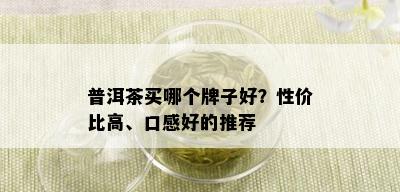 普洱茶买哪个牌子好？性价比高、口感好的推荐