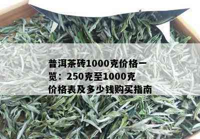 普洱茶砖1000克价格一览：250克至1000克价格表及多少钱购买指南