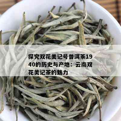 探究双花美记号普洱茶1940的历史与产地：云南双花美记茶的魅力