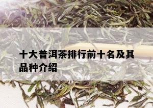 十大普洱茶排行前十名及其品种介绍