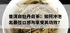 普洱白牡丹白茶：如何冲泡出更佳口感与享受其功效?