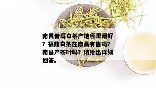 南昌普洱白茶产地哪里更好？福鼎白茶在南昌有售吗？南昌产茶叶吗？请给出详细回答。