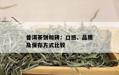 普洱茶饼和砖：口感、品质及保存方式比较