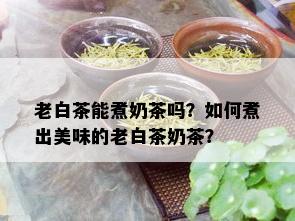 老白茶能煮奶茶吗？如何煮出美味的老白茶奶茶？