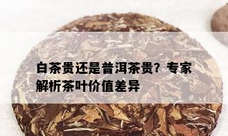 白茶贵还是普洱茶贵？专家解析茶叶价值差异