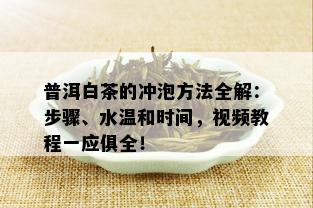 普洱白茶的冲泡方法全解：步骤、水温和时间，视频教程一应俱全！