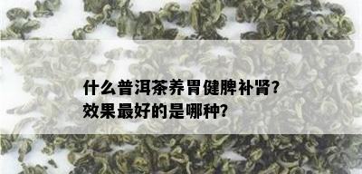 什么普洱茶养胃健脾补肾？效果更好的是哪种？