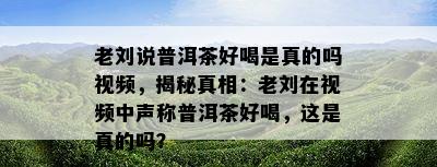 老刘说普洱茶好喝是真的吗视频，揭秘真相：老刘在视频中声称普洱茶好喝，这是真的吗？