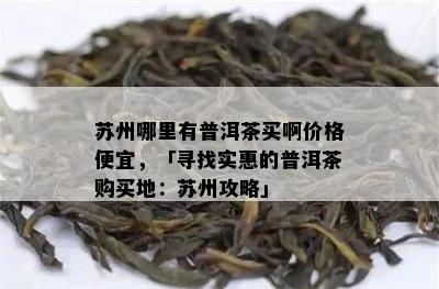 苏州哪里有普洱茶买啊价格便宜，「寻找实惠的普洱茶购买地：苏州攻略」