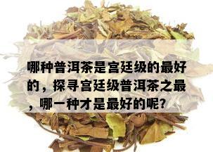 哪种普洱茶是宫廷级的更好的，探寻宫廷级普洱茶之最，哪一种才是更好的呢？