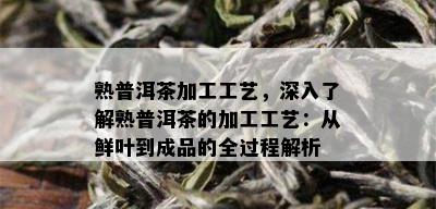 熟普洱茶加工工艺，深入了解熟普洱茶的加工工艺：从鲜叶到成品的全过程解析