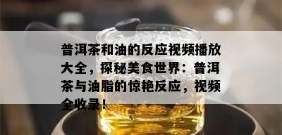 普洱茶和油的反应视频播放大全，探秘美食世界：普洱茶与油脂的惊艳反应，视频全收录！