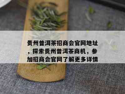 贵州普洱茶招商会官网地址，探索贵州普洱茶商机，参加招商会官网了解更多详情