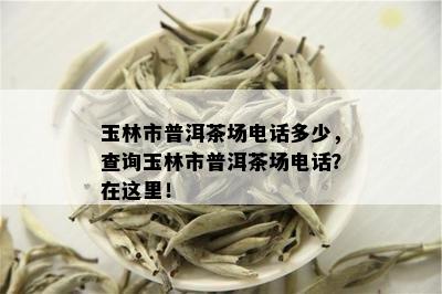 玉林市普洱茶场电话多少，查询玉林市普洱茶场电话？在这里！