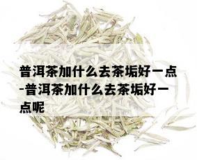 普洱茶加什么去茶垢好一点-普洱茶加什么去茶垢好一点呢