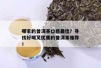 哪家的普洱茶口感更佳？寻找好喝又优质的普洱茶推荐！