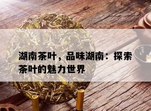 湖南茶叶，品味湖南：探索茶叶的魅力世界