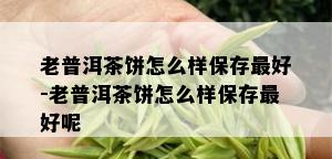 老普洱茶饼怎么样保存更好-老普洱茶饼怎么样保存更好呢