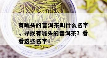 有噱头的普洱茶叫什么名字，寻找有噱头的普洱茶？看看这些名字！