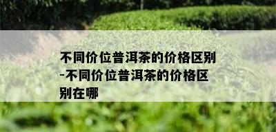 不同价位普洱茶的价格区别-不同价位普洱茶的价格区别在哪