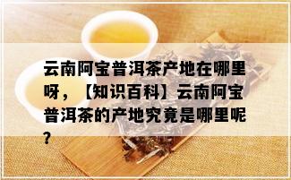 云南阿宝普洱茶产地在哪里呀，【知识百科】云南阿宝普洱茶的产地究竟是哪里呢？