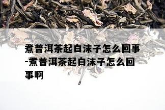 煮普洱茶起白沫子怎么回事-煮普洱茶起白沫子怎么回事啊