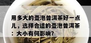 用多大的壶泡普洱茶好一点儿，选择合适的壶泡普洱茶：大小有何影响？