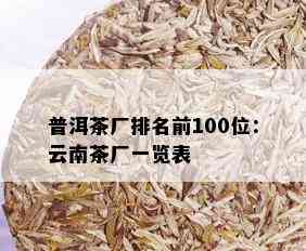 普洱茶厂排名前100位：云南茶厂一览表