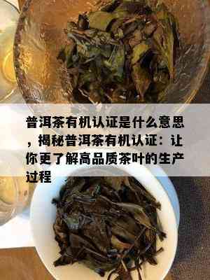 普洱茶有机认证是什么意思，揭秘普洱茶有机认证：让你更了解高品质茶叶的生产过程