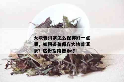 大块普洱茶怎么保存好一点呢，如何妥善保存大块普洱茶？这份指南告诉你！