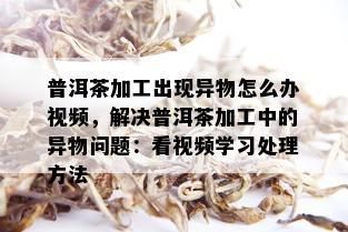 普洱茶加工出现异物怎么办视频，解决普洱茶加工中的异物问题：看视频学习处理方法