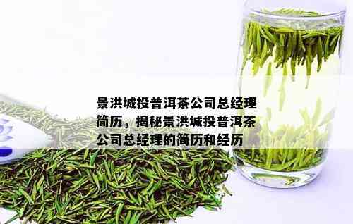 景洪城投普洱茶公司总经理简历，揭秘景洪城投普洱茶公司总经理的简历和经历