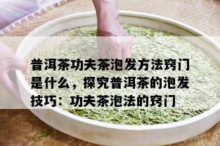 普洱茶功夫茶泡发方法窍门是什么，探究普洱茶的泡发技巧：功夫茶泡法的窍门