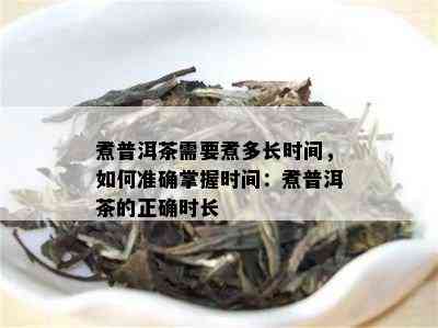 煮普洱茶需要煮多长时间，如何准确掌握时间：煮普洱茶的正确时长