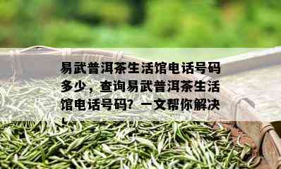 易武普洱茶生活馆电话号码多少，查询易武普洱茶生活馆电话号码？一文帮你解决！