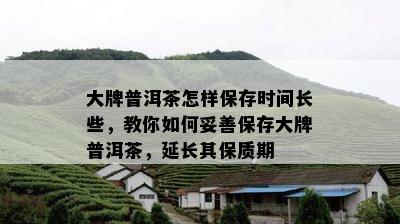 大牌普洱茶怎样保存时间长些，教你如何妥善保存大牌普洱茶，延长其保质期