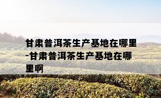 甘肃普洱茶生产基地在哪里-甘肃普洱茶生产基地在哪里啊