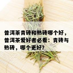 普洱茶青砖和熟砖哪个好，普洱茶爱好者必看：青砖与熟砖，哪个更好？