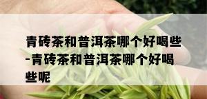 青砖茶和普洱茶哪个好喝些-青砖茶和普洱茶哪个好喝些呢