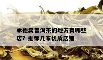 承德卖普洱茶的地方有哪些店？推荐几家优质店铺